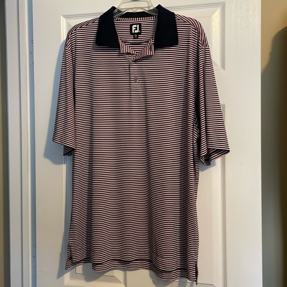 FootJoy mens pink striped golf polo size XL